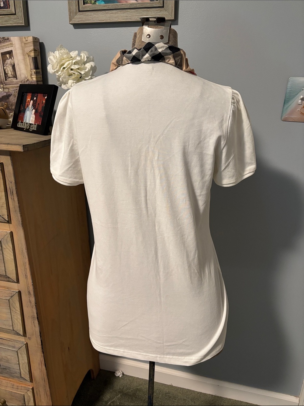 Burberry Brit Novacheck Trim White Polo Shirt - Picture 7 of 10
